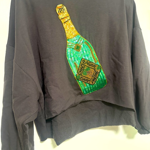 Sparkle Champagne Cropped Sweatshirt - Picture 2 of 3